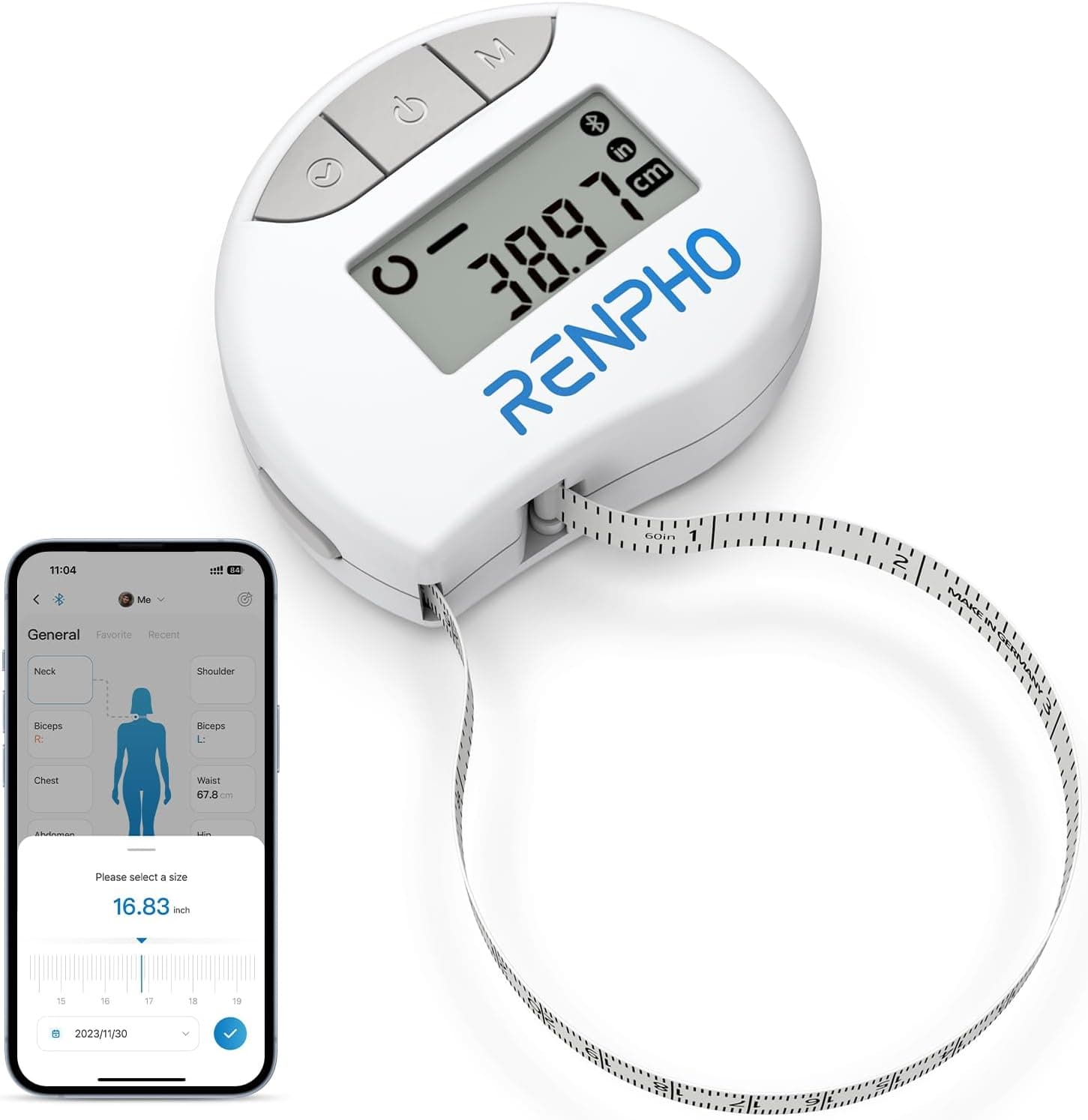 RENPHO Smart Body Tape Measure — Track Inches with Precision
